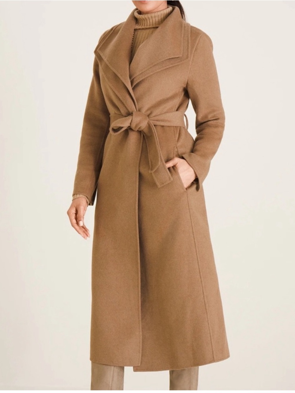 Chico's Double Collar Wool-Blend Coat Camel Size 1 (US 8/10)